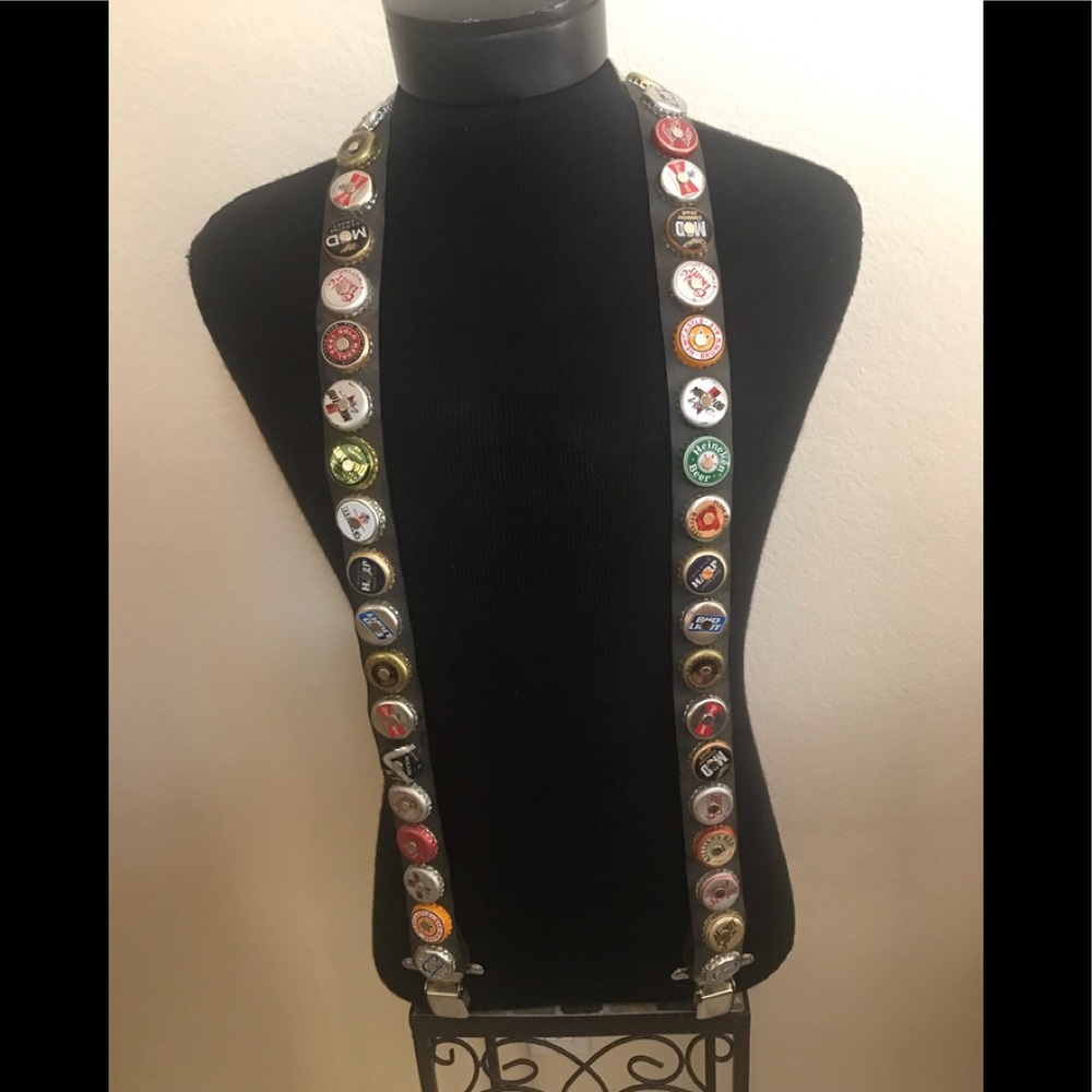 NWOT VTG LITTLE EARTH BEER CAP SUSPENDERS